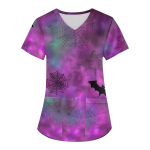 Naiste mood V-kaelusega l&uuml;hikeste varrukatega t&ouml;&ouml;riided taskutega Halloweeni tr&uuml;kitud topid XXXL