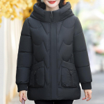 Suures suuruses XL-5XL Keskealised naiste talvemantlid kapuutsiga l&uuml;hikesed parkad Elegantsed lahtised paksud soojad &uuml;ler&otilde;ivad naiste jakid 5XL must