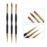 3 tk French Stripe Nail Art Liner Pintslite Komplekt Otsikud &Uuml;li&otilde;huke joonejoonistuspliiats Kahe otsaga UV-geelmaalipintslid Manik&uuml;&uuml;ri t&ouml;&ouml;riistad