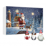 2024. aasta j&otilde;ulup&auml;kapiku advendikalender, 24 p&auml;eva tagasiarvestus j&otilde;uludeni pl&uuml;&uuml;sist p&auml;kapiku kaunistustega miniatuurne k&auml;&auml;busnuku m&auml;nguasjade komplekt Xmas Santa Claus