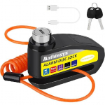 Laetav mootorratta lukk, 120 dB alarmi ketaspiduri lukud vargusvastased turvaratta ketaslukk veekindel koos 5 jala pikkuse meeldetuletuskaabli ja kandekotiga punane