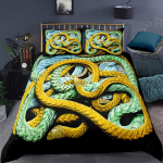 3D Madu Tekikott Komplekt Lastele Poistele Teismelistele Roheline Madu Tekikott 3D Roomajate Prindiga Voodipesukomplekt Metsloomade Tepitud Kate 180X210cm 3PCS