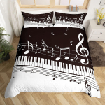 Muusika klaver klahvid tekikott King Queen klaveri voodipesu komplekt Moodne muusikariistade tekikate Must-valge lohukott EU Single(135x200cm)