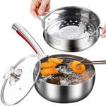 2,5 kvartine kastrul auruti korvi ja &otilde;li &auml;ravoolurestiga, kleepumatu 18/10 roostevabast terasest pott