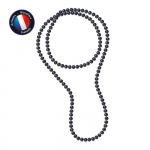 PERLINEA - Sautoir - Perle de Culture d'Eau Douce AAA+ - Semi-Ronde 9-10 mm - Noire - 120 cm - Bijoux Femme