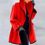 Naiste paksust villasest riidest massiivse kapuutsiga jope tuulejope kardigan XXXXXL punane