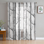 Hallid valged puuoksad L&auml;bipaistvad kardinad elutuppa Moodne Voile kardin Magamistoa T&uuml;llkardinad Aknakatted Dekoor W135 x H114cm