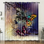 Fantaasiakardinad V&auml;rvilised Elavad Loomad Liblikad Kangas Moodsad Tr&uuml;kitud Kardinad Magamistoa K&ouml;&ouml;gi Elutoa Kodu jaoks 2 paneeli W55 X H120cm X 2&HOOK
