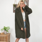 Naiste talvine imiteeritud karusnahast kasukas keskmise pikkusega paks mantel lahtine &uuml;hev&auml;rviline jakk S