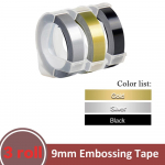 3 tk. &uuml;hilduv Dymo 3D etiketilint 9 mm Dymo 3D reljeefteip Dymo Motex E101 E202 k&auml;sitsi kirjutusmasinale 12965 1610 etikettide valmistaja