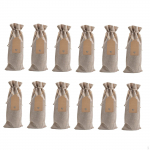 12 Pack Wine Bags in Burlap with Tags for Gifting And Events Red and Beige