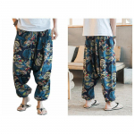 Vabaaja vintage p&uuml;ksid Meeste lahtised kottis pikad p&uuml;ksid Lillemustriga laia s&auml;&auml;rega p&uuml;ksid plusssuuruses 5XL