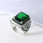 Retro etnilised meeste s&otilde;rmused: Inkrusteeritud punane ja roheline tsirkoon, Korea stiilis mood 12th roheline