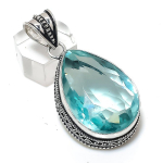 Natural Green Amethyst Gemstone 925 Sterling Silver Jewelry Pendant 2.09 h4r79