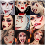 MIR WAY Halloweeni meik haav t&auml;toveering t&auml;toveeringukleebis henna 10-osaline komplekt, S 10-osaline komplekt, 1 t&uuml;kk black