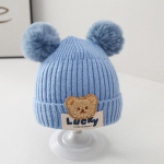 3&ndash;24 kuuks Topelt Pompom Beanie M&uuml;ts Korea karu v&auml;ikelapse poiss t&uuml;druku kootud m&uuml;ts s&uuml;gistalv soe imiku k&otilde;rvakaitse kapoti m&uuml;tsid
