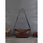Esimene kiht veisenahast Suur pelmeenikott Suure mahutavusega Vintage Commuter Crossbody kott Premium k&auml;sitsi valmistatud ehtsast nahast &otilde;lakott tumepruun v&auml;rv