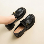 Naiste PU-nahast paksu plokk-kontsaga Penny mokassiinid, libisemiskindla platvormiga, kandilise suletud ninaga, mugavad t&ouml;&ouml;- ja vabaajajalatsid, kleidikingad naistele 35