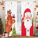 J&otilde;ulupunased kardinad Lumekristallide kaunistuste tr&uuml;kk Elutuba Magamistuba Paneelid P&uuml;hadekoratsioon 2 paneeli J&otilde;ulukardinad akendele 50W130H(CM)X2PCS&HooK