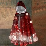 Christmas print - unisex retro vertical cape long hooded cape One Size