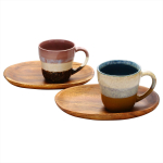 aito Manufacturing [Glasuurit&ouml;&ouml;d] Paarisportselanist Kruus ja Puidust Aluse Komplekt 350ml Mino Keraamika Valmistatud Jaapanis 266765 beige
