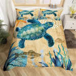 Merikilpkonna tekikott Veealune maailm Teemaline Mereelu Voodipesukomplekt Naistele Teismelistele Poistele ja T&uuml;drukutele Kingitus Magamistoa Kaunistuseks 140x210cm 2pcs