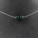 Pierres et Min&eacute;raux. Collier 2 perles Malachite du Congo qualit&eacute; 7A 8 mm. Chaine en acier Collier femmes, hommes. Taille personnali
