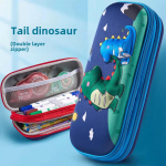 3D kahekihiline pliiatsitase &ndash; suure mahutavusega kirjatarvete kott algkooli&otilde;pilastele Dinosaur with Tail, Double Zipper
