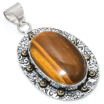 Tiger Eye Handmade 925 Sterling Silver Gift Two Tone Pendant 2.32 l0f21