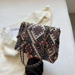 Summer Large Capacity Chain Crossbody Bag for Women Ethnic Style Girl Shoulder Bag Niche Canvas Bag one size fits all must