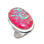 Natural Pink Triplet Opal Gemstone 925 Sterling Silver Jewelry Ring Size 9 j3h46