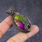 Rainbow Solar Quartz Handmade Copper Wire Wrap Tree Of Life Pendant 2.36 c1h08