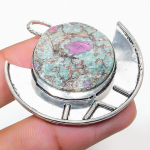 Ruby in Fuchsite Ethnic 925 Sterling Silver Jewelry Pendant 1.85 v1a06