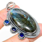 Labradorite, Blue Topaz 925 Sterling Silver Jewelry Pendant 2.40 d2r92