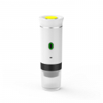 Juhtmeta elektriline kaasaskantav espresso kohvimasin auto- ja kodumatkade kohvimasinale Kolm-&uuml;hes kapslipulbriga reisikohvimasin valge