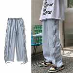 Cross Ribbon Jeans Meeste kottis teksap&uuml;ksid Y2K gooti t&auml;navar&otilde;ivad Korea riided meeste p&uuml;ksid M