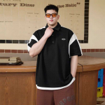 Suur Suurus Trend Niiskust Juhtiv Pehme Kvaliteetne Hingav Meeste Lahtine Polos&auml;rk--Kortsukindel Vabaaja Spordi L&uuml;hikeste Varrukatega Kaeluss&auml;rk 2XL must