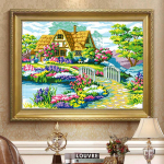 1 tk-K&auml;sit&ouml;&ouml;,Tikand,DIY Maastikumaal,Ristpistes,komplektid,11ct maastiku kodu Ristpiste,Komplektid Tikandiks Kodu Aksessuaar 11CT