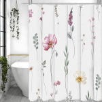 Aquarellilillega du&scaron;ikardin, Vannitoa dekoratiivne du&scaron;ikardin, Veekindel du&scaron;ikardin konksudega 90*180cm