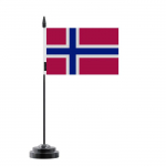 Drapeau de Table - Norv&egrave;ge - 14 x 21 cm - Pol&uuml;ester - Mat en Plastique - Impression Recto/Verso