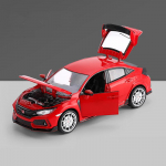 Uus 1:24 Honda Civic TYPE-R sulamist automudel Survevalu S&otilde;iduk Metallist sportautomudel Heli- ja valguskollektsiooni kaunistused Laste m&auml;nguasi kingitus must