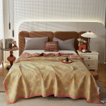 Puuvillane marli žakaarmustriline voodikate: Hingav, Paksustatud Kahekihiline Tekk ja Voodikate 150*200cm (Approx. 1.25KG)