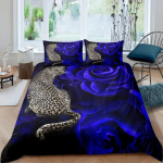 Sinine Roos tekikott komplekt King Size 3D tr&uuml;kitud &otilde;ie&otilde;ied Voodipesu komplekt S&otilde;brap&auml;ev Botaaniline Pol&uuml;ester tekikate EU single(135x200cm)