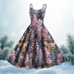 Naiste moe j&otilde;ulutr&uuml;kiga seksikas olkaimeta gooti kokteilikleit punk, vintage kleit. M