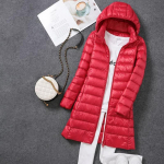 Naiste kerge udusulemantel, keskmise pikkusega valge pardisulejakk eemaldatava kapuutsiga, Korea stiilis pluss suuruses soe kraavikaru k&uuml;lma ilma jaoks 5XL punane