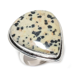 Natural Dalmation Jasper Gemstone 925 Sterling Silver Jewelry Ring Size 8.5 e4a97
