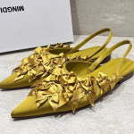 Mood Mood Prantsuse Naiste Kinga Suvi Uus Terava Otsaga Lame Kinga Temperament Naiste Sussid Kerge Anti Slip Naiste Sandaalid Zapatosdemujer 35 kollane