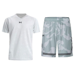 Under Armour logo prindiga hingav kootud l&uuml;hikeste varrukatega T-s&auml;rk Camouflage mustriga l&uuml;hikesed p&uuml;ksid Vabaaja spordikomplekt Meeste komplektid 21500531-009+24500210-100 L
