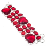 Natural Garnet Gemstone Handmade 925 Sterling Silver Bracelet 7-8 w8q71