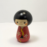 Usaburo Puidust Kokeshi Nukk Okappa Shiroihana Punane 9cm K&otilde;rgune Valmistatud Jaapanis S punane